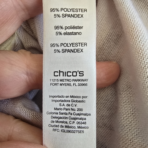 Chico's Womens Pullover Muted FloralKnit V-Neck Sweater LongSleeve Peach/Turq 2 - Picture 9 of 9